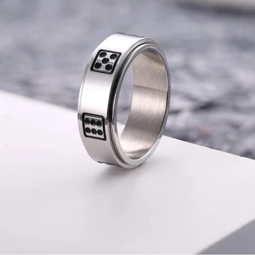 Stainless Steel Lucky Dice Spinning Ring
